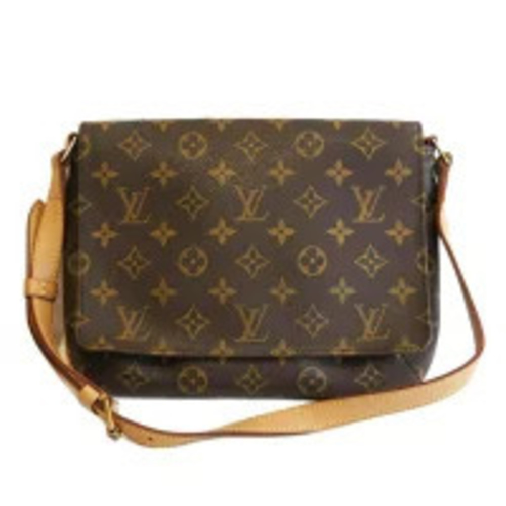 Louis Vuitton Musette Tango Monogram Shoulder Bag Canvas Leather White Brown